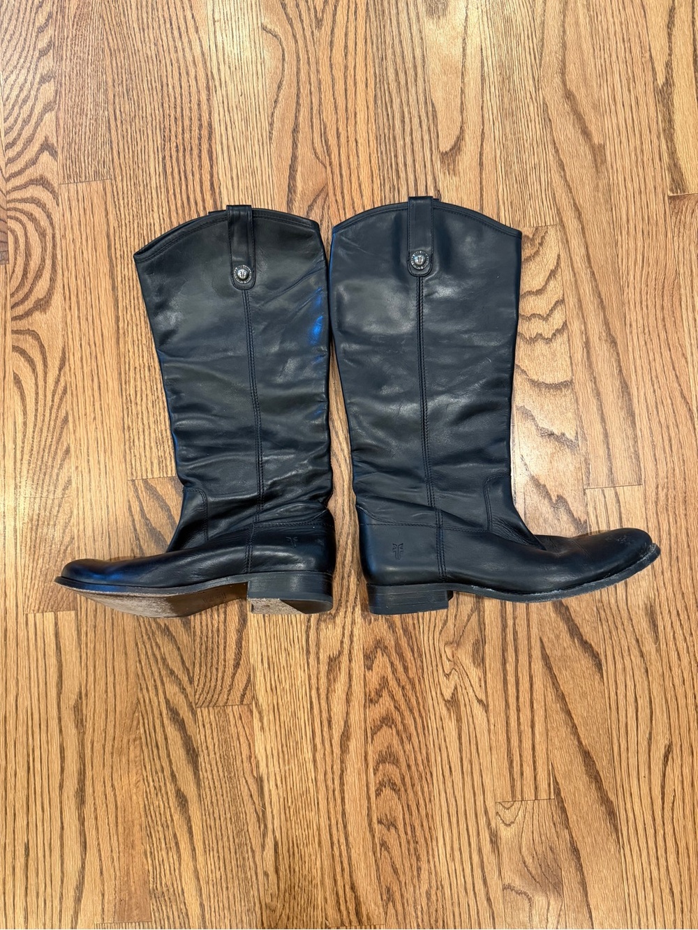 Frye Black Melissa Button leather riding